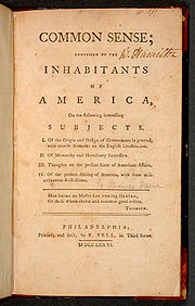Suggested reading "Common Sense" by Thomas Paine